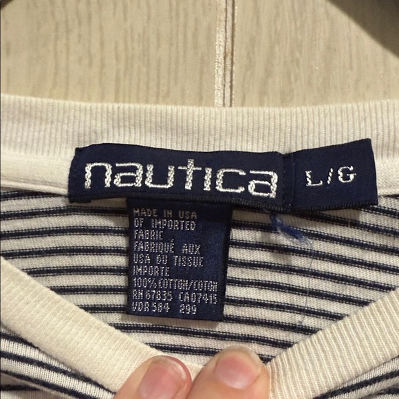 Nautica Men's Black and White Striped Tee, Made in USA, 100% Cotton- L - Picture 3 of 4